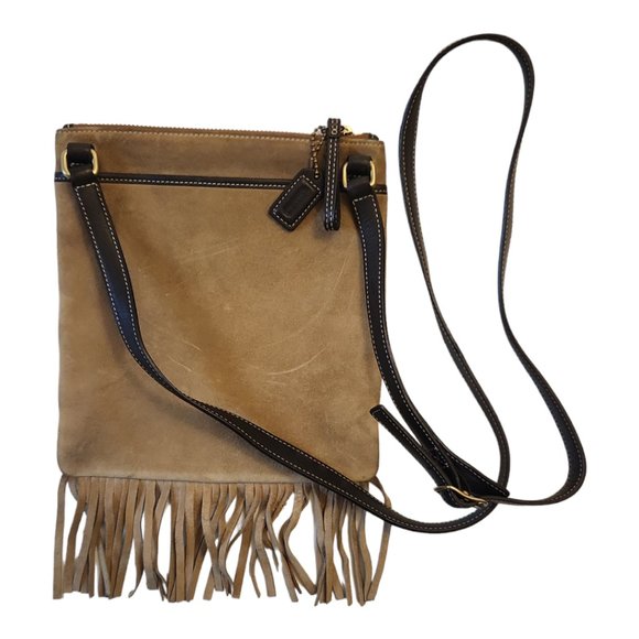 Vintage Coach Tan Suede Fringed Crossbody Bag - Picture 15 of 16